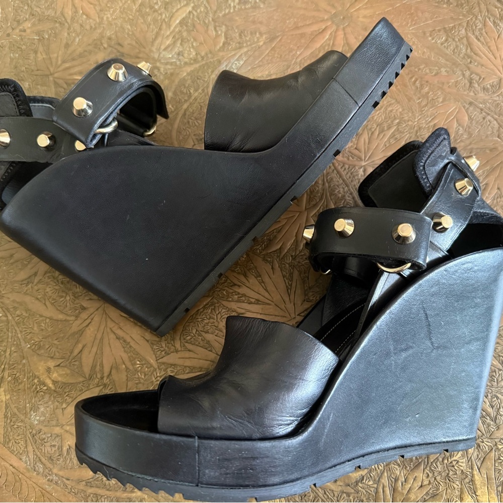 Balenciaga Black and Gold Sandals with Studded Design size 39